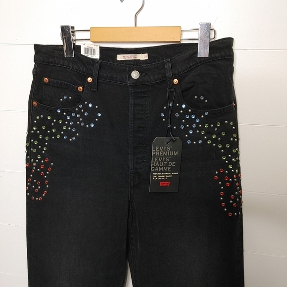LEVI'S Ribcage straight studded ankle jeans 31 - Picture 4 of 12
